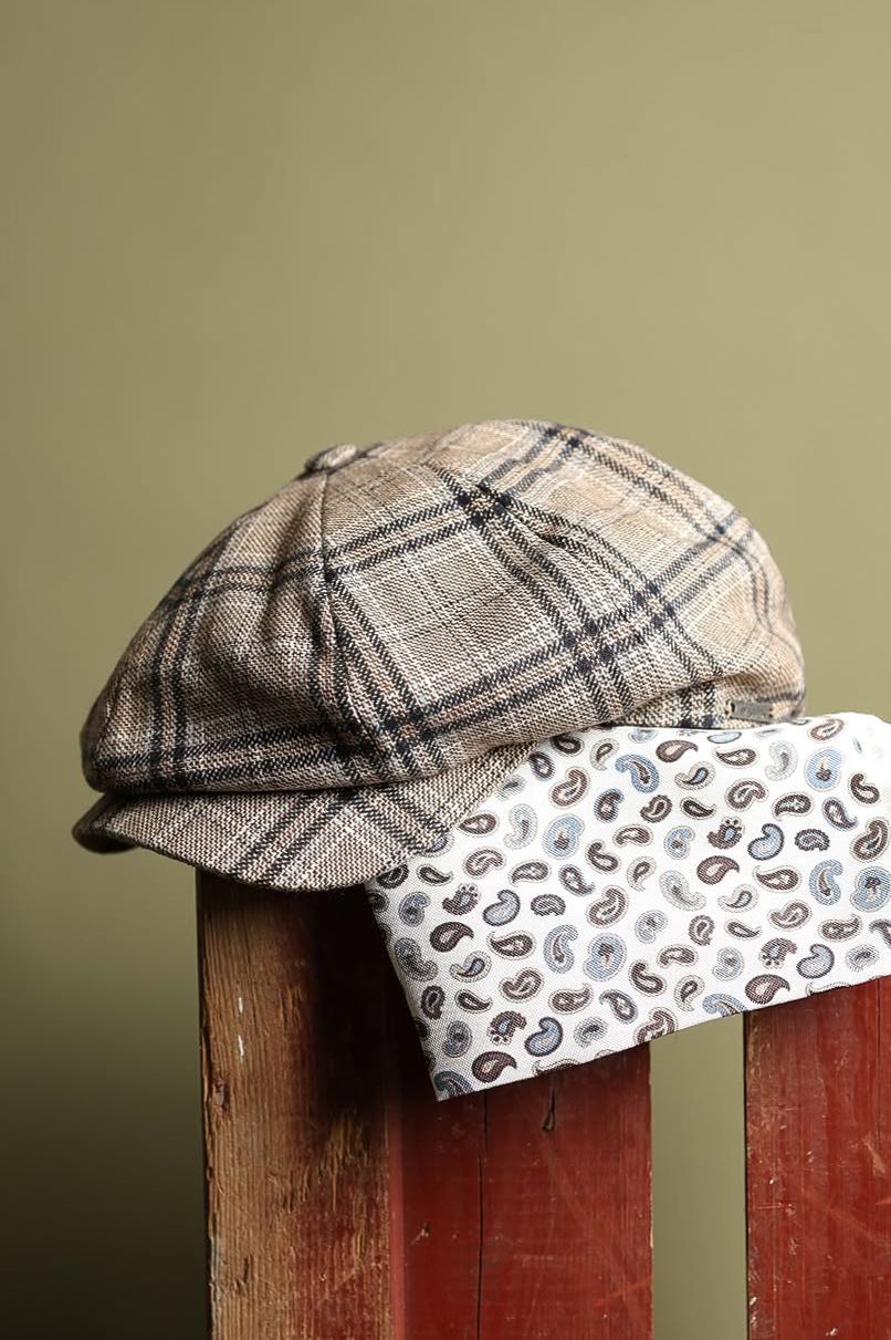Newsboy Classic Cap in Lanificio Manelli Cotton Blend Check (Choice of Colors) by Wigens