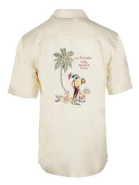'Polly's Drink' Embroidered Short Sleeve Resort Hawaiian Shirt in Ivory by Weekender