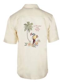 'Polly's Drink' Embroidered Short Sleeve Resort Hawaiian Shirt in Ivory by Weekender