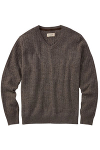 Fine Merino Wool Cable Knit V-Neck Sweater in Grey-Brown by Borgo28