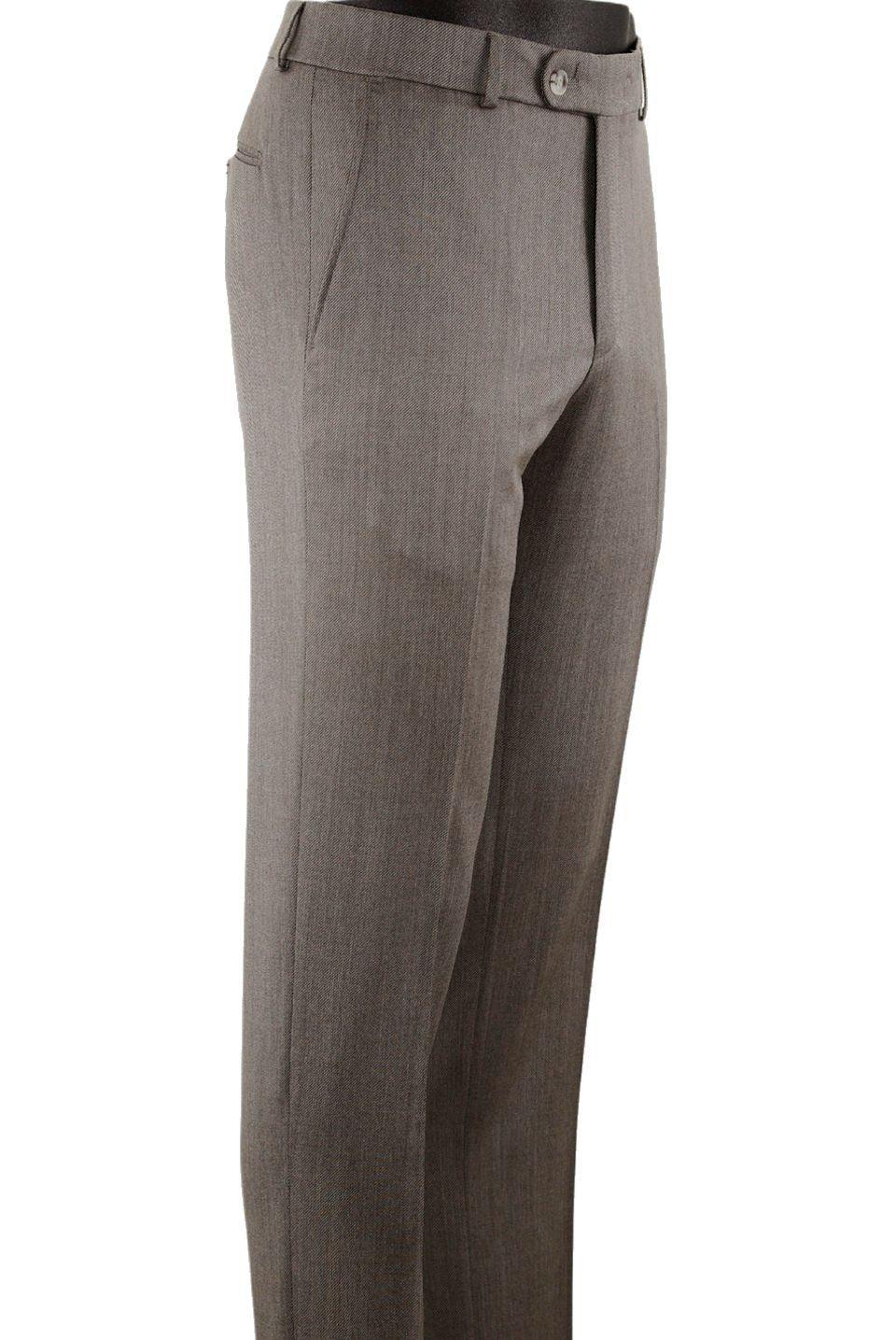 Super 110s Lightweight Heather Twill Comfort-EZE Wool Trouser in Taupe (Flat Front Models) by Ballin
