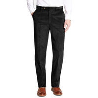 8 Wale Luxury Italian Corduroy Pant in Black (Hampton Plain Front) by Berle