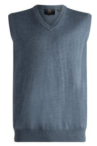 Extra Fine 'Zegna Baruffa' Merino Wool V-Neck Sleeveless Sweater Vest in Blue Mix by Viyella