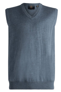 Extra Fine 'Zegna Baruffa' Merino Wool V-Neck Sleeveless Sweater Vest in Blue Mix by Viyella