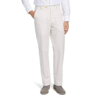 Seersucker Cotton Pant in Tan and White (Hampton Plain Front) by Berle