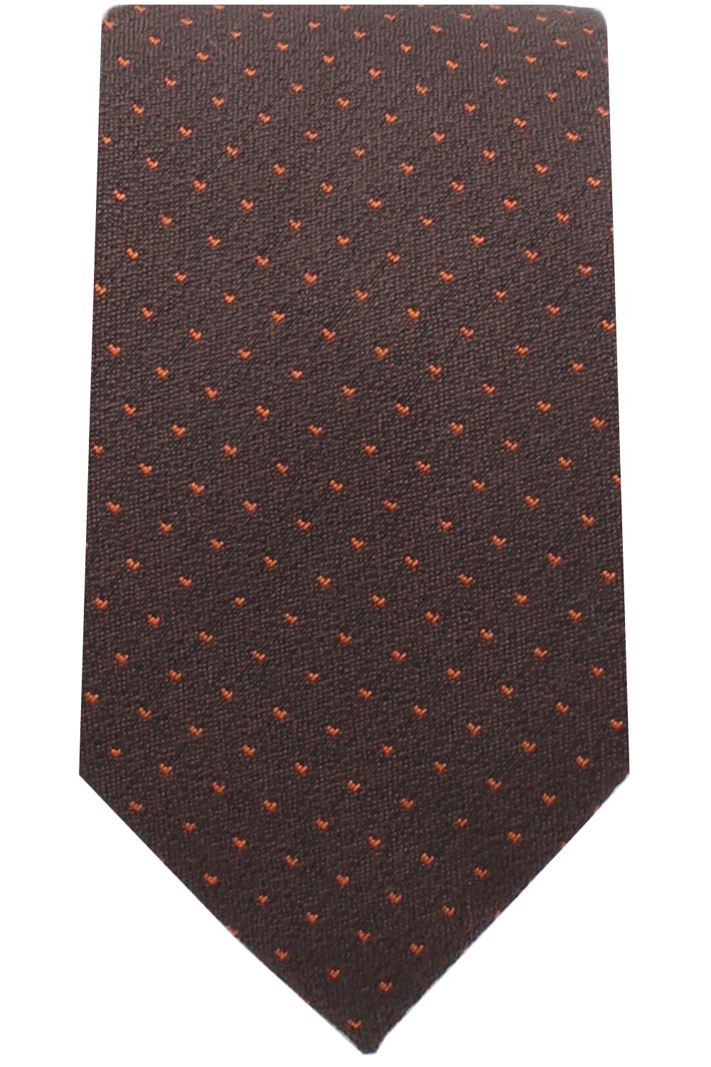 Triple-Stitch Micro Dot Necktie in Brown and Rust by Dibi Menswear