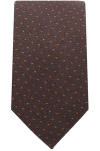 Triple-Stitch Micro Dot Necktie in Brown and Rust by Dibi Menswear
