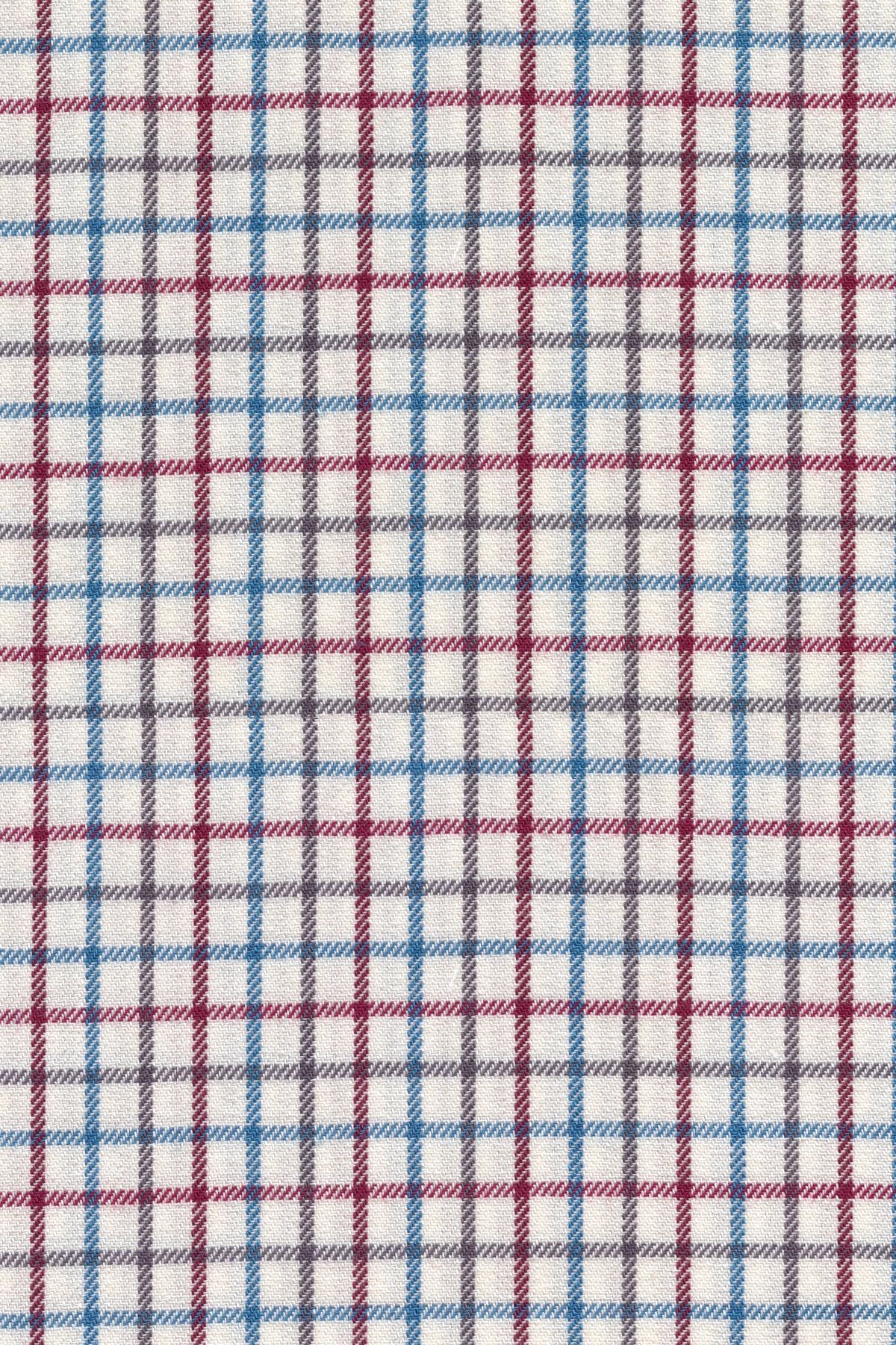 Blue, Red, Grey, and Winter White Mini Tattersall Cotton and Wool Blend Button-Down Shirt by Viyella