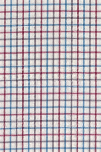 Blue, Red, Grey, and Winter White Mini Tattersall Cotton and Wool Blend Button-Down Shirt by Viyella