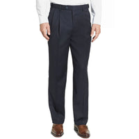 Worsted Wool Gabardine Trouser in Navy (Self Sizer Double Reverse Pleat) by Berle