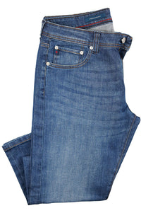 Vintage Irregular Denim 5-Pocket Jeans in Medium Wash (Modern Straight Fit) by Ballin