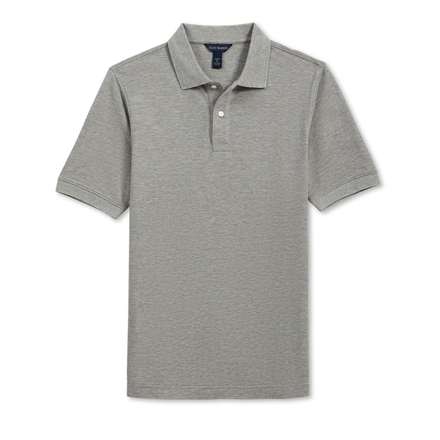 Pima Pique Short Sleeve Two-Button Polo in Grey Heather by Scott Barber