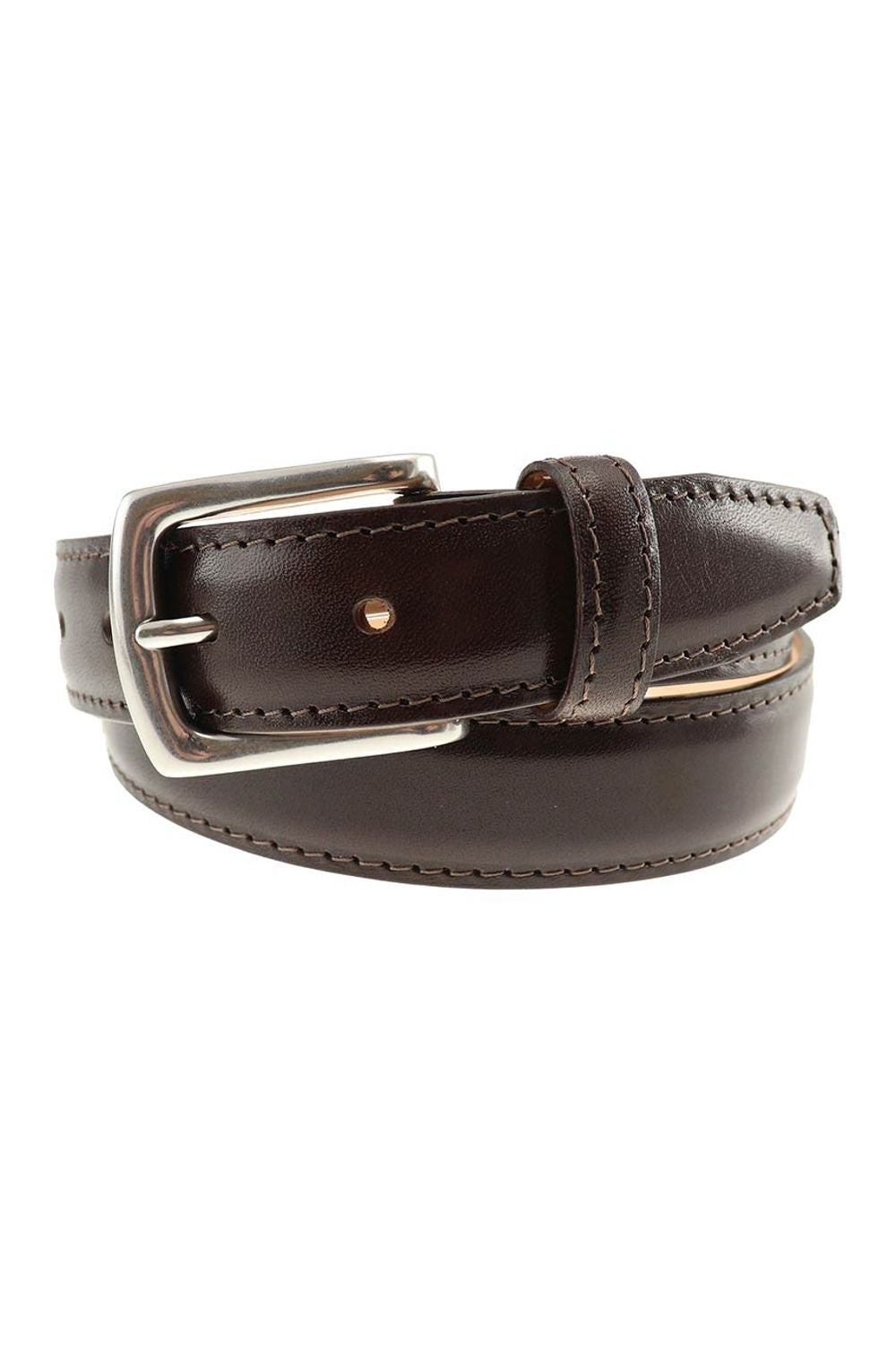 Torrence Calfskin Belt in Mahogany by T.B. Phelps