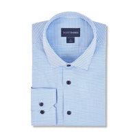 Dobby Micro Pattern Cotton Sport Shirt in Blue by Scott Barber