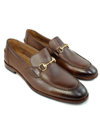 Miami Pebble Grain Leather Bit Loafer in Brown by Alan Payne Footwear