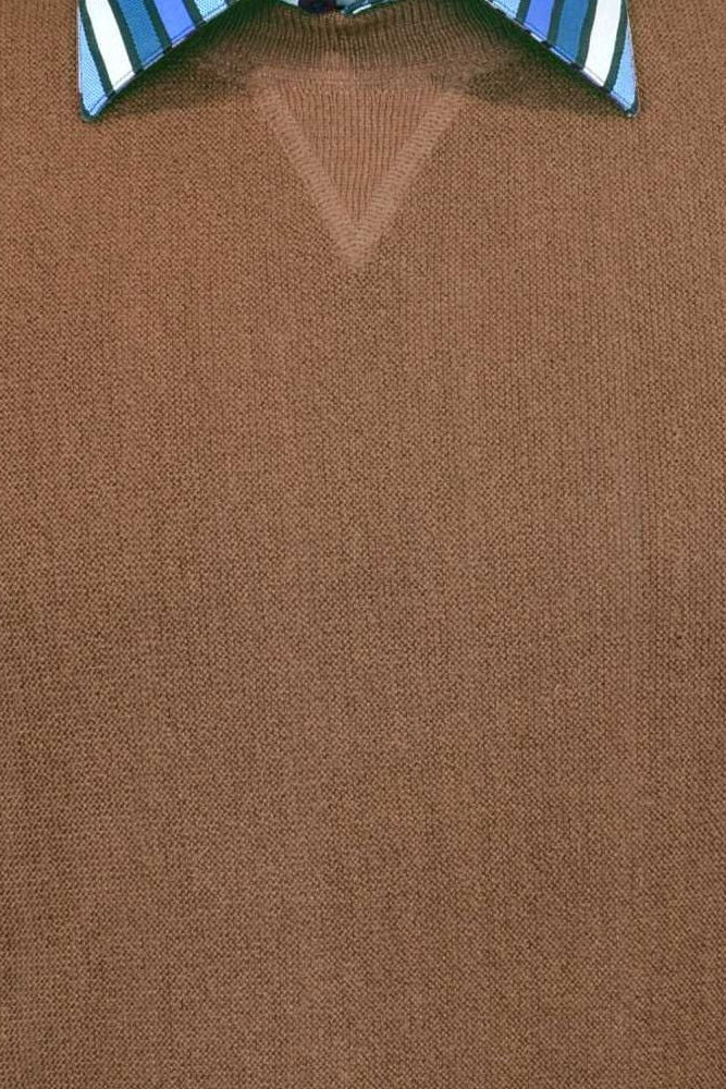 Baby Alpaca 'Links Stitch' Sweatshirt-Style Crew Neck Sweater in Camel by Peru Unlimited