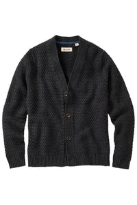 Merino Wool and Cotton Basketweave Cardigan Sweater in Charcoal by Borgo28