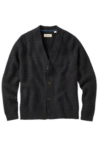 Merino Wool and Cotton Basketweave Cardigan Sweater in Charcoal by Borgo28