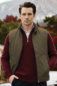 Vegan Suede Puffer Vest in Coffee by Scott Barber