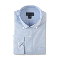 Stretch Cotton Dobby Check Sport Shirt in Blue by Scott Barber