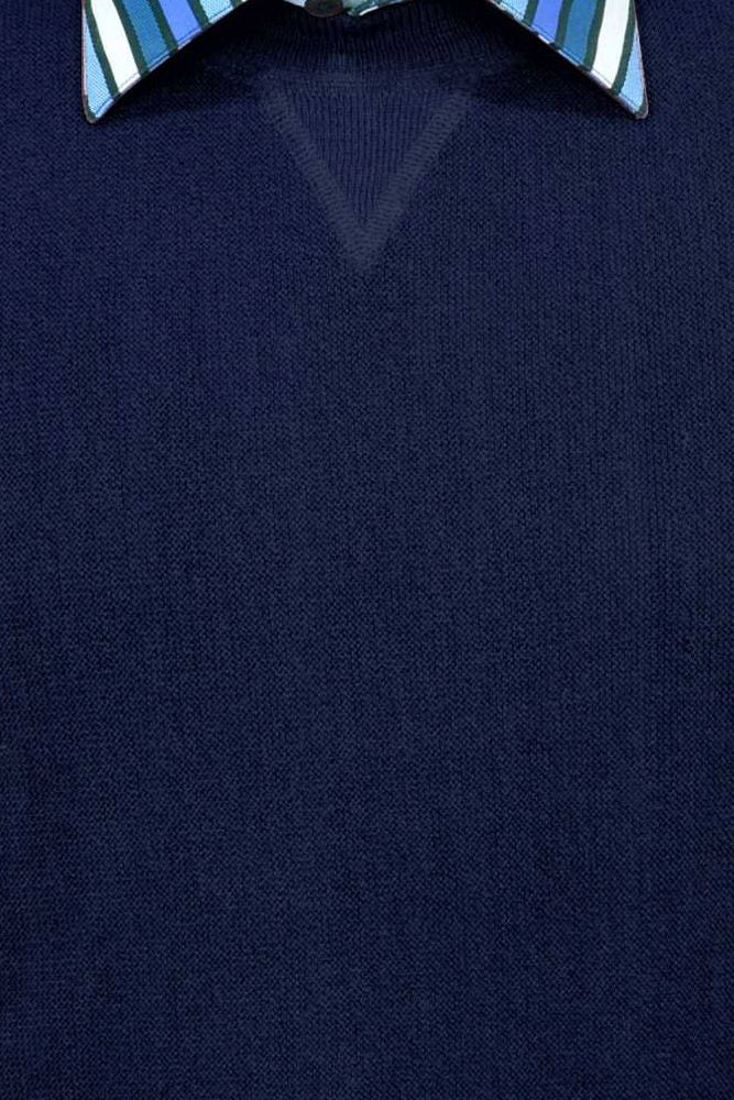 Baby Alpaca 'Links Stitch' Sweatshirt-Style Crew Neck Sweater in True Navy by Peru Unlimited