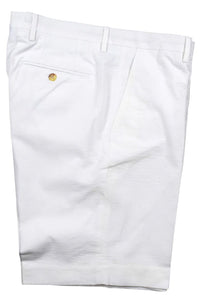 Seersucker Cotton Short in White, Size 32 (Hampton9 Plain Front) by Berle