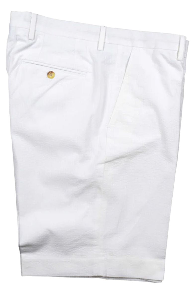 Seersucker Cotton Short in White, Size 32 (Hampton9 Plain Front) by Berle