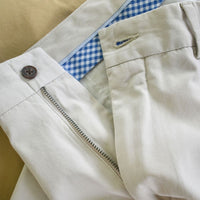 Washed Poplin Pant in Stone (Oak Double Reverse Pleat) by Charleston Khakis