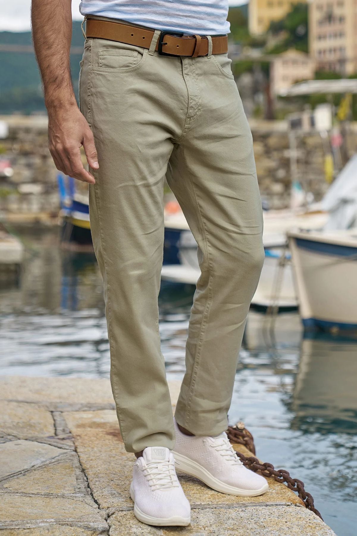 Linen/Cotton Stretch 5-Pocket Pants in Choice of Colors (Crescent Modern Fit) by Ballin