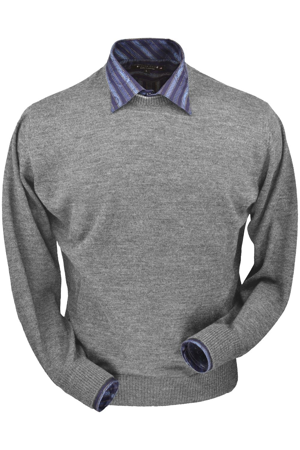 Royal Alpaca Crew Neck Sweater in Silver Grey Heather by Peru Unlimited