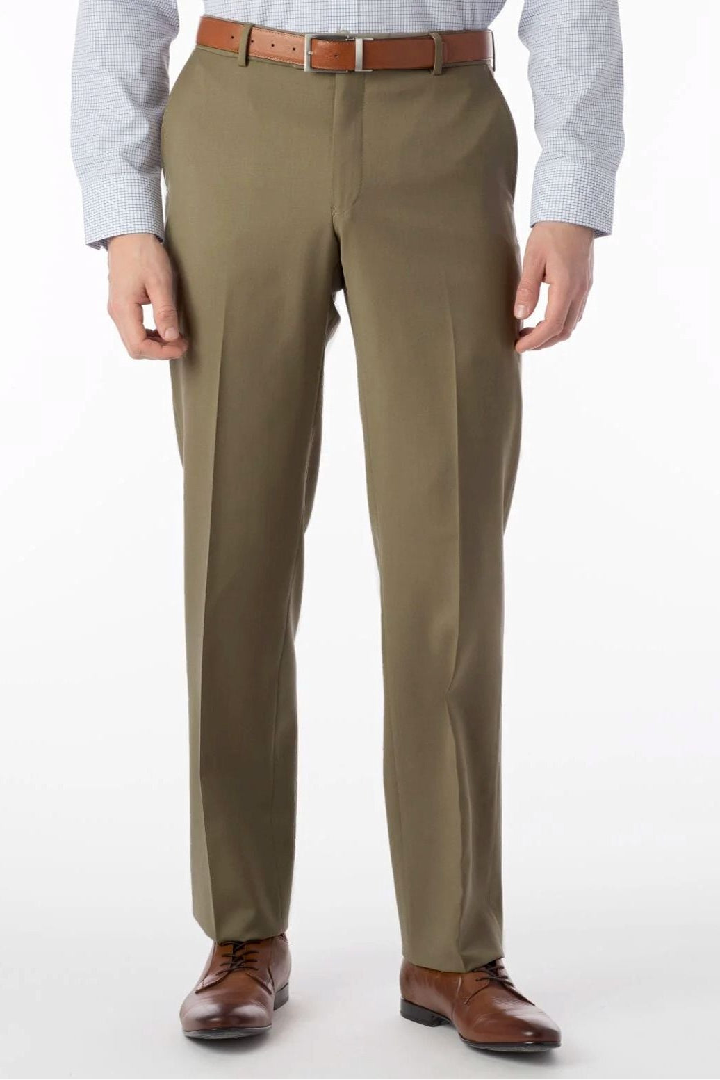 Super 120s Wool Gabardine Comfort-EZE Trouser in British Tan, Size 36 (Dunhill Traditional Fit) by Ballin
