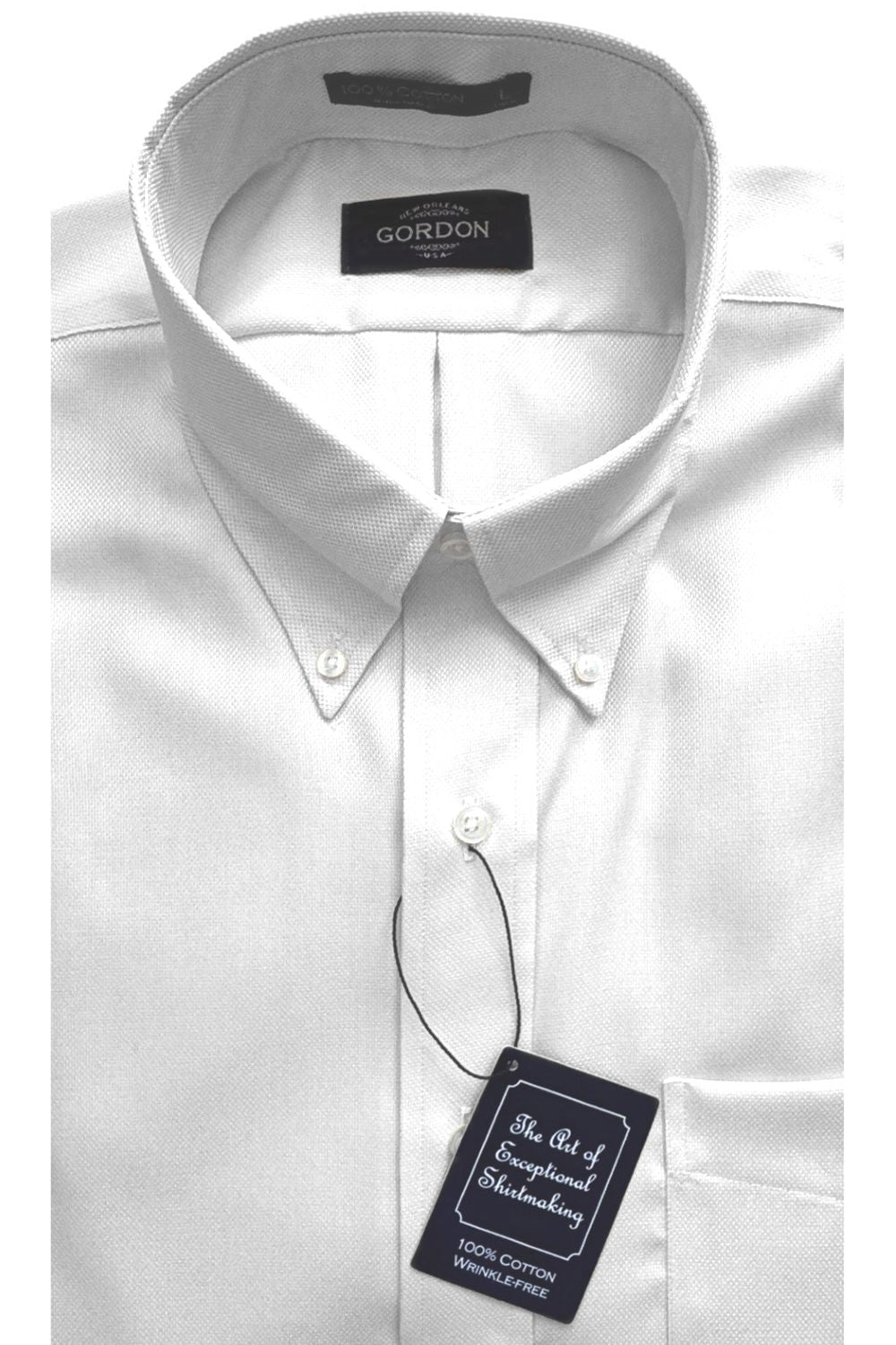 Wrinkle-Free Royal Oxford Cotton Sport Shirt in White by Kenneth Gordo