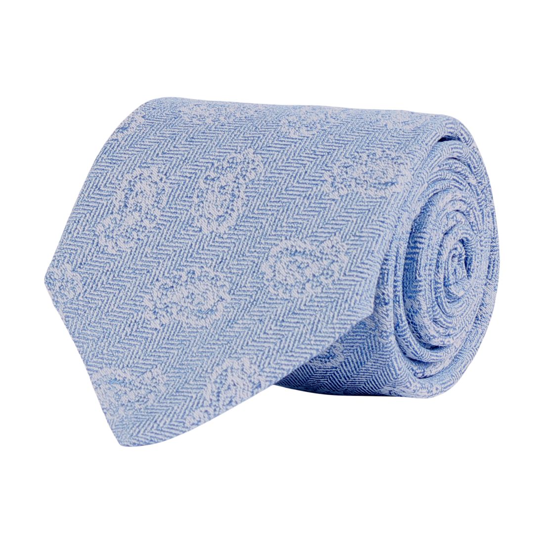 Classic Jacquard Silk and Cotton Necktie in Blue by House of Amanda Christensen