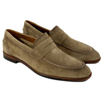 Naples Modern Suede Penny Loafer in Greige by Alan Payne Footwear