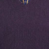 Baby Alpaca 'Links Stitch' V-Neck Sweater in Eggplant Heather (Size Medium) by Peru Unlimited