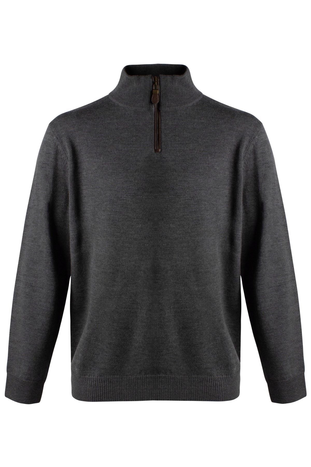 Extra Fine 'Zegna Baruffa' Merino Wool Quarter-Zip Sweater in Charcoal by Viyella