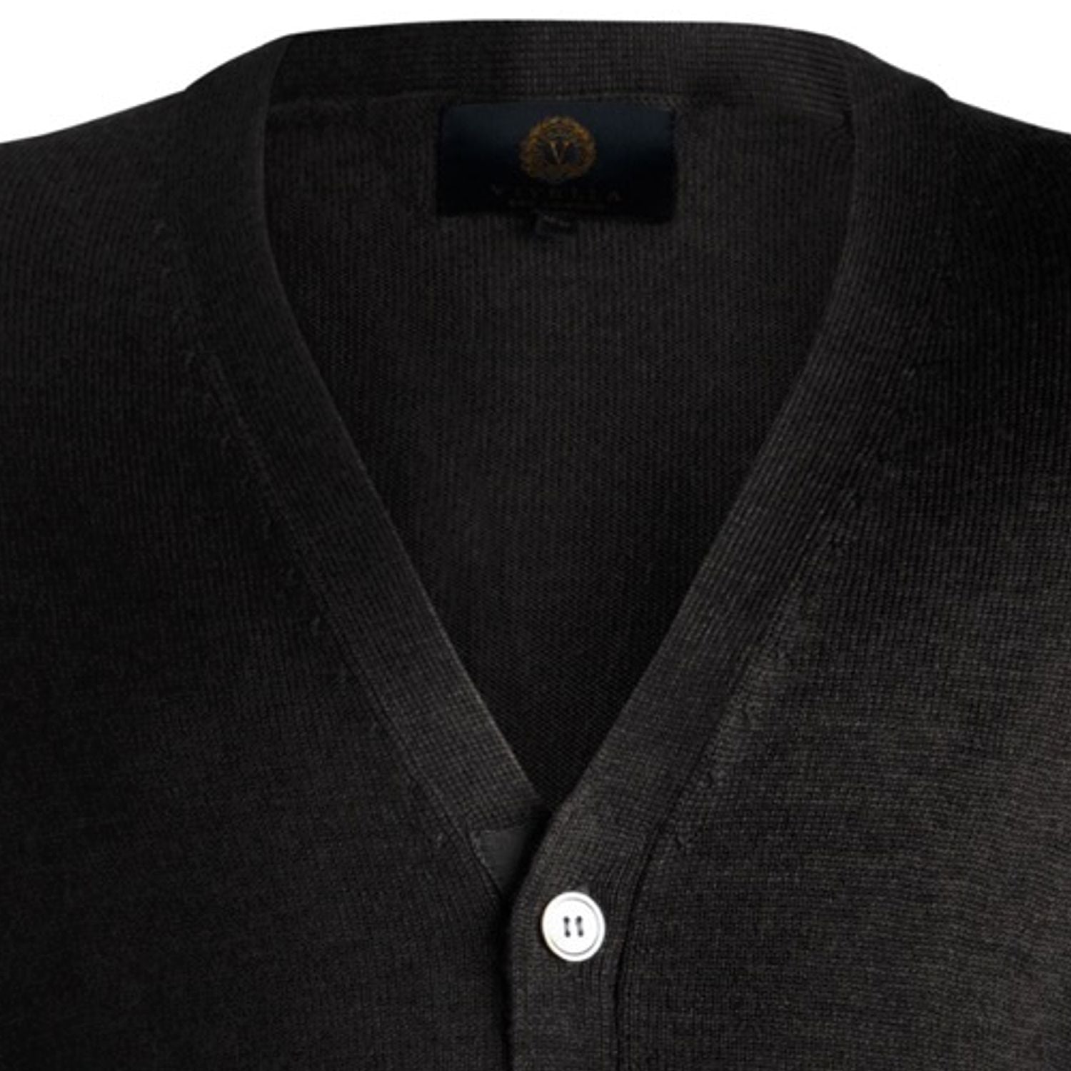 Extra Fine 'Zegna Baruffa' Merino Wool Button Front Cardigan Sweater in Black by Viyella