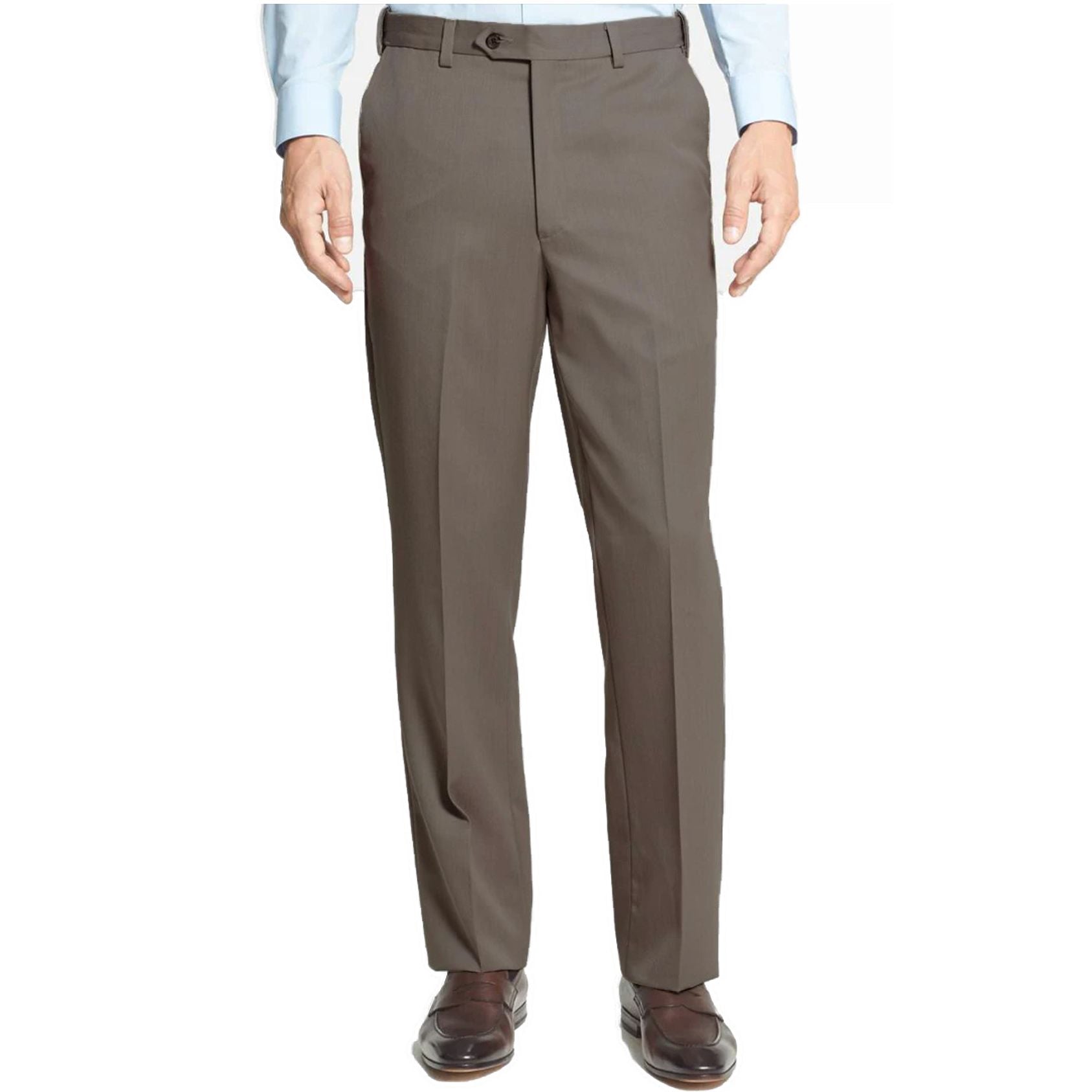 Worsted Wool Gabardine Trouser in Tan (Self Sizer Plain Front) by Berle