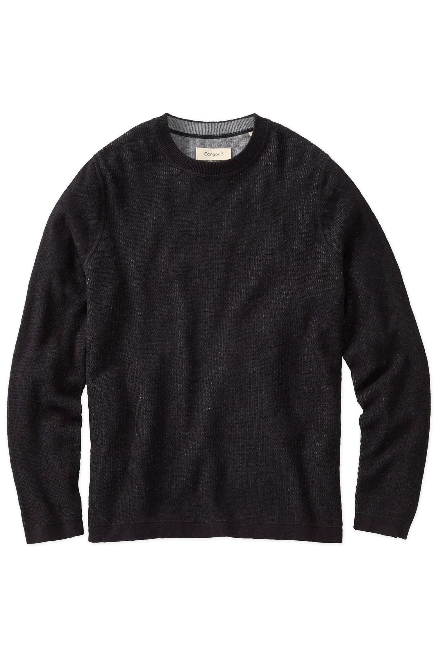 Reversible Cotton & Cashmere Sweater in Black/Grey by Borgo28