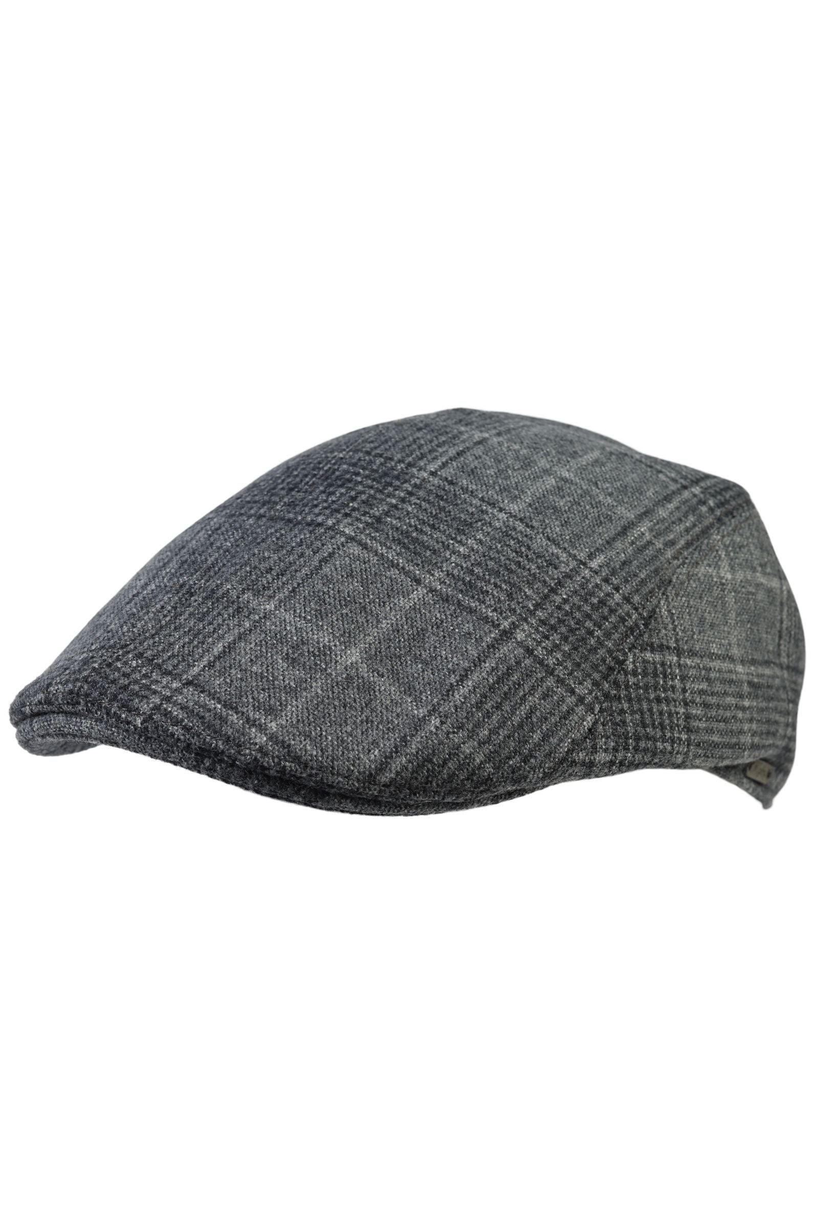 Grey Soft Glencheck 'Vitale Barberis Canonico' Wool 'Archive Line' Ivy Modern Cap by Wigens
