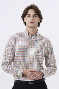 Summer Weight Bright Multi Tattersall Cotton and Wool Blend Button-Down Shirt by Viyella