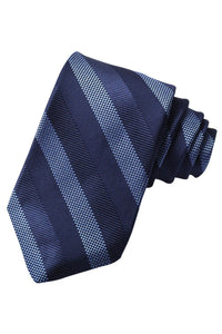 Ocean Blue, Marine, and Navy Multi Textured Stripe Italian Silk Woven Jacquard Tie by Dion Neckwear