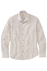 Italian Island Stripe Long Sleeve Sport Shirt in Sand by Borgo28
