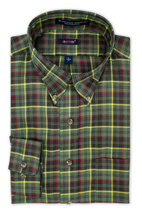 'River' Multi Green Plaid Long Sleeve Beyond Non-Iron® Cotton Sport Shirt by Batton