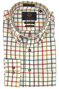 Bright Multi Tattersall Cotton and Wool Blend Button-Down Shirt by Viyella