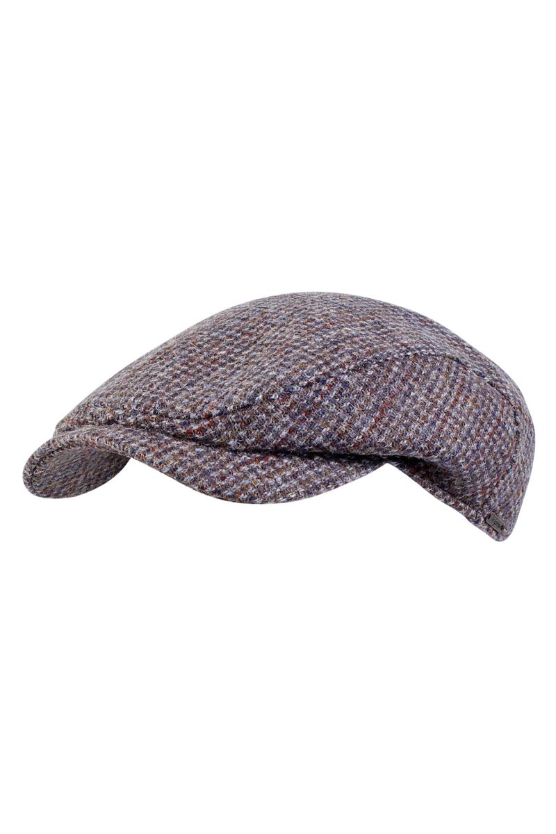 Ivy Contemporary Harris Tweed Wool Cap in Mud Small Check by Wigens