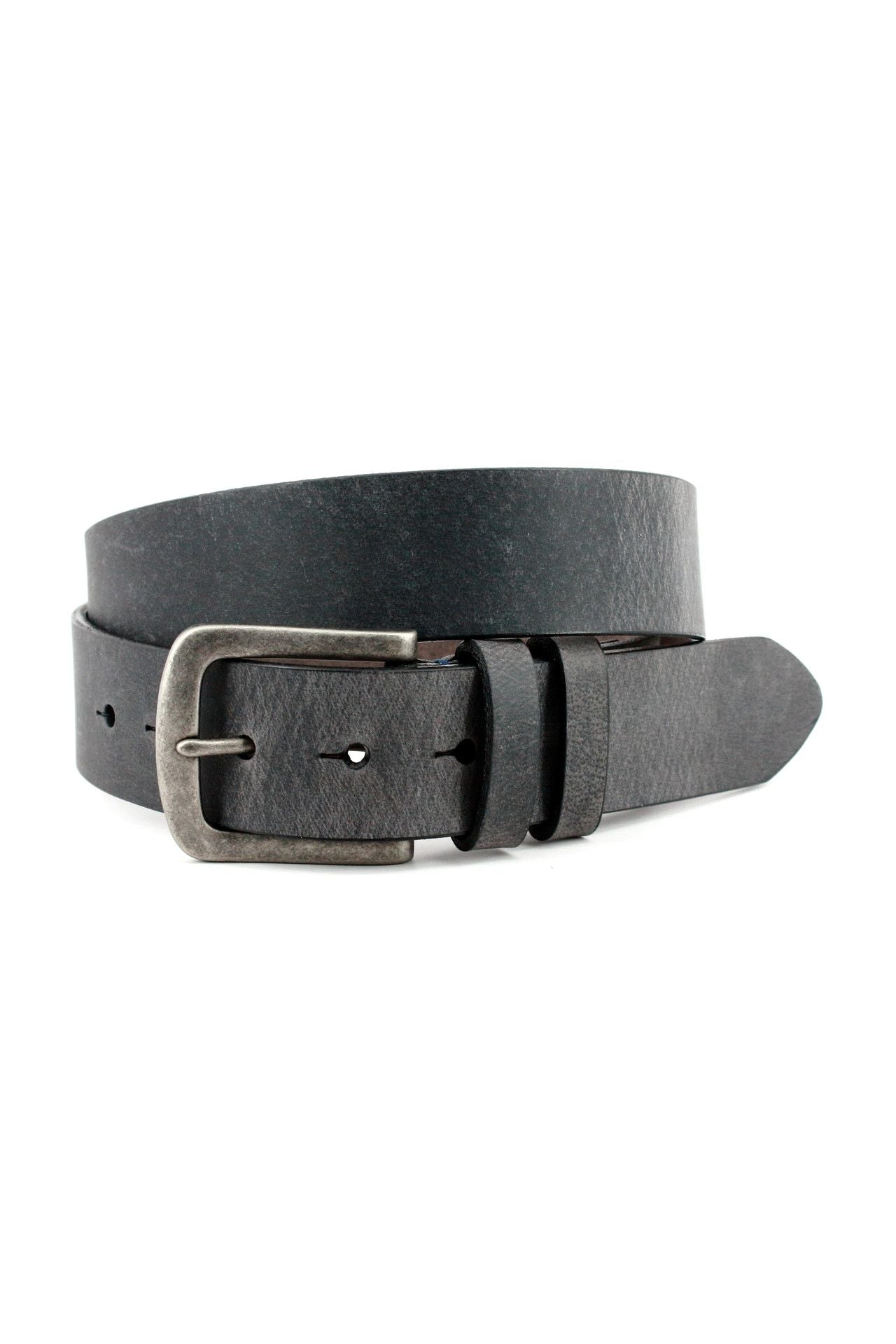 Distressed Waxed Harness Leather Belt in Charcoal by Torino Leather