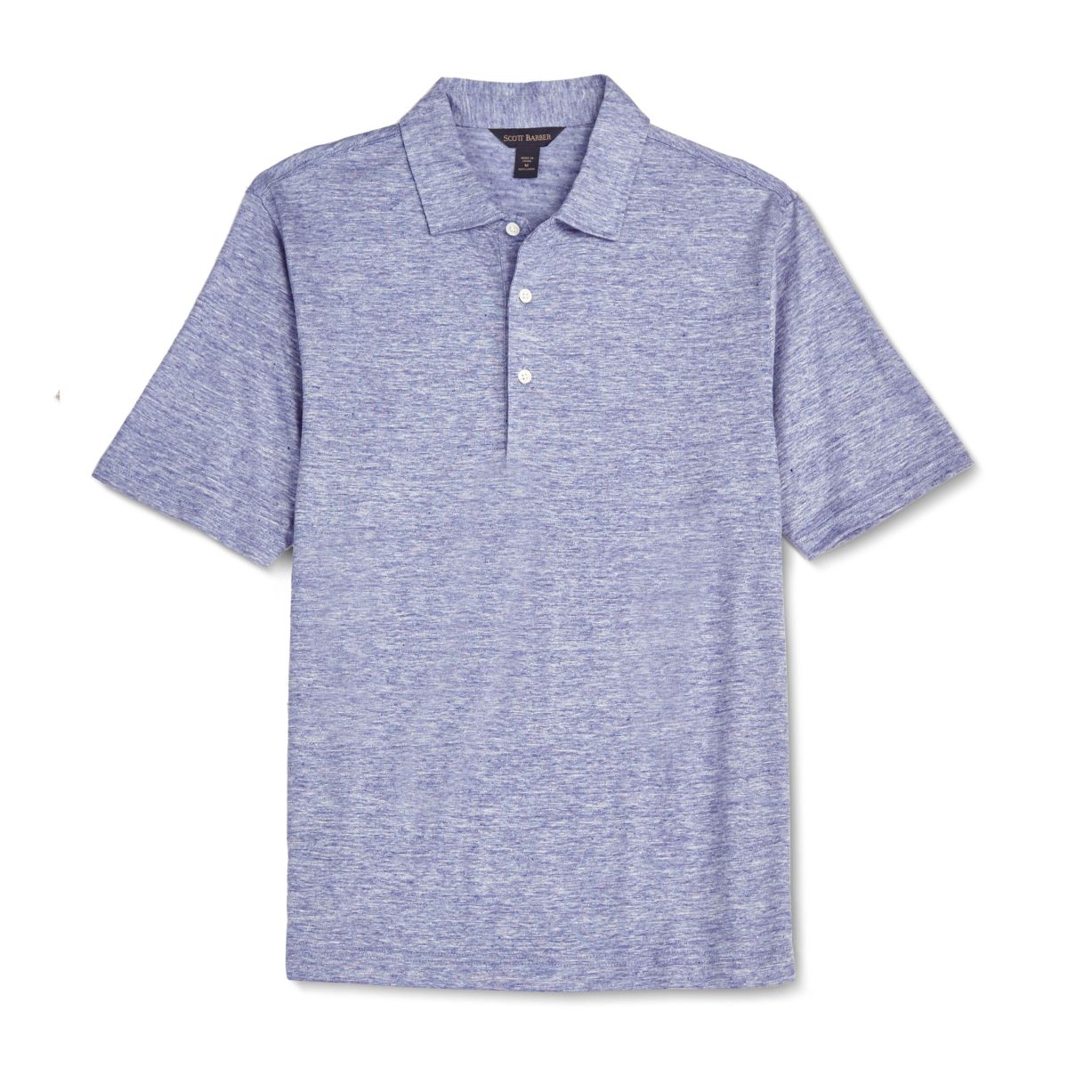 Linen Mélange Three-Button Polo in Sky Blue by Scott Barber