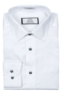Michelin White Cavalier Twill 'Signature Series' 100s 2-Ply Cotton Dress Shirt by Cooper & Stewart