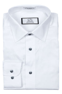 Michelin White Cavalier Twill 'Signature Series' 100s 2-Ply Cotton Dress Shirt by Cooper & Stewart